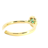 Bold & Elegant 18K Yellow Gold Oval Cut 0.31 Carats Emerald & 0.10 Carats Diamond Halo Ring