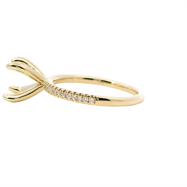 Elegant Diamond Mountings 14K Gold Yellow Stackable Round Engagement Ring - 0.13 Carats Accent Diamonds