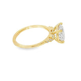 Elegant Diamond Mountings 14K Yellow Gold Round Cut Cubic Zirconium & 0.11 Carats Diamond Engagement Ring