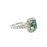 Bold & Elegant 18K White Gold 2.63 Carat Green Tourmaline & 0.91 Carat Diamond Halo Ring