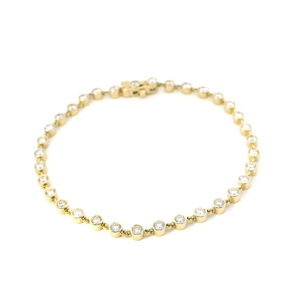 Sophisticated & Timeless Diamond Bracelets 14K Gold Yellow Bezel Diamond Tennis Bracelet - 2.0 CTW, Size 7 Inch