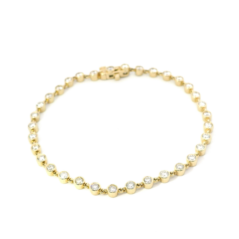 Sophisticated & Timeless Diamond Bracelets 14K Gold Yellow Bezel Diamond Tennis Bracelet - 2.0 CTW, Size 7 Inch