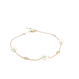 Elegant Pearl Bracelet - 14K Yellow Gold Akoya Cultured 5.5-6.0MM Pearl  & 0.14 Lab Grown Diamond Bracelet - 7.5 Inch