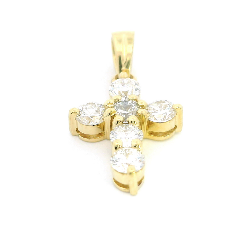Elegant Diamond Necklaces & Pendants 18K Yellow Gold 0.52 Carats Small Diamond Cross Pendant