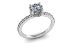 Elegant Diamond Mountings 14K Gold White Hidden Halo Round Engagement Ring - 0.35 Carats Accent Diamonds
