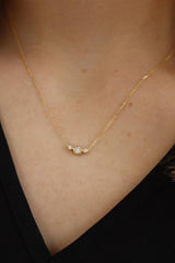 Elegant Diamond Necklaces 14K Gold Yellow 0.25 Carats 3 Stone Bezel Diamond Pendant Necklace - 18 Inch