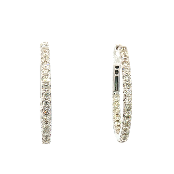 Classic & Contemporary 14K White Gold 0.77 Carats Diamond Medium Inside Out Hoop Earrings