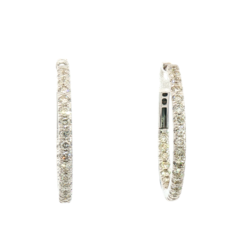 Classic & Contemporary 14K White Gold 0.77 Carats Diamond Medium Inside Out Hoop Earrings