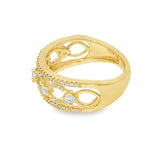 Elegant & Trendy 18K Yellow Gold 0.55 Carats Diamond Open Weave Ring
