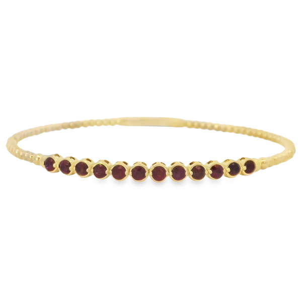 Yellow 14 Karat Gold 1.26 Carats Ruby Bangle Bracelet