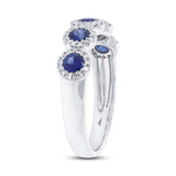 Bold & Elegant 14K White Gold 0.70 Carats Blue Sapphire & 0.20 Carats Diamond Halo Ring