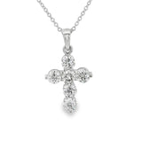 Elegant Diamond Necklaces 18K White Gold 1.03 Carats Diamond Cross Necklace - 18 Inch