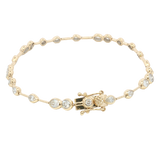 Sophisticated & Timeless Diamond Bracelets 14K Yellow Gold Bezel Set, Pear, Oval & Round Cut 1.65 Carats Diamond Bracelet - 7 Inch