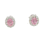 Vibrant Color Stone 14K Gold White 0.90 Carats Pink Sapphires & 0.45 Carats Diamond Stud Earrings