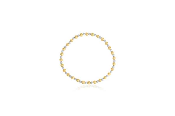 Bold & Stylish Alternative Metal Bracelets Sterling Silver & Yellow Gold Filled Bead Bracelet - 7 Inch