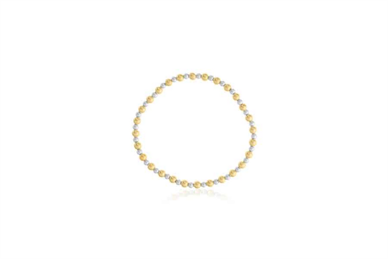 Bold & Stylish Alternative Metal Bracelets Sterling Silver & Yellow Gold Filled Bead Bracelet - 7.5 Inch