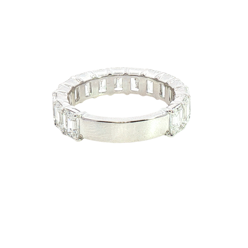 Elegant Diamond Bands 14K White Gold 4.64 Carats Emerald Cut Lab Grown Diamond Anniversary Band