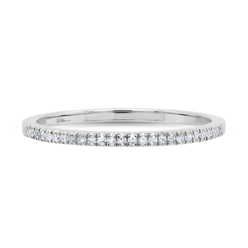 Elegant Diamond Bands 14K Gold White Stackable 0.08 Carats Diamond Anniversary Band