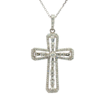 Elegant Diamond Necklaces & Pendants 18K White Gold 0.77 Carats Baguette & Round Diamond Medium Cross Pendant