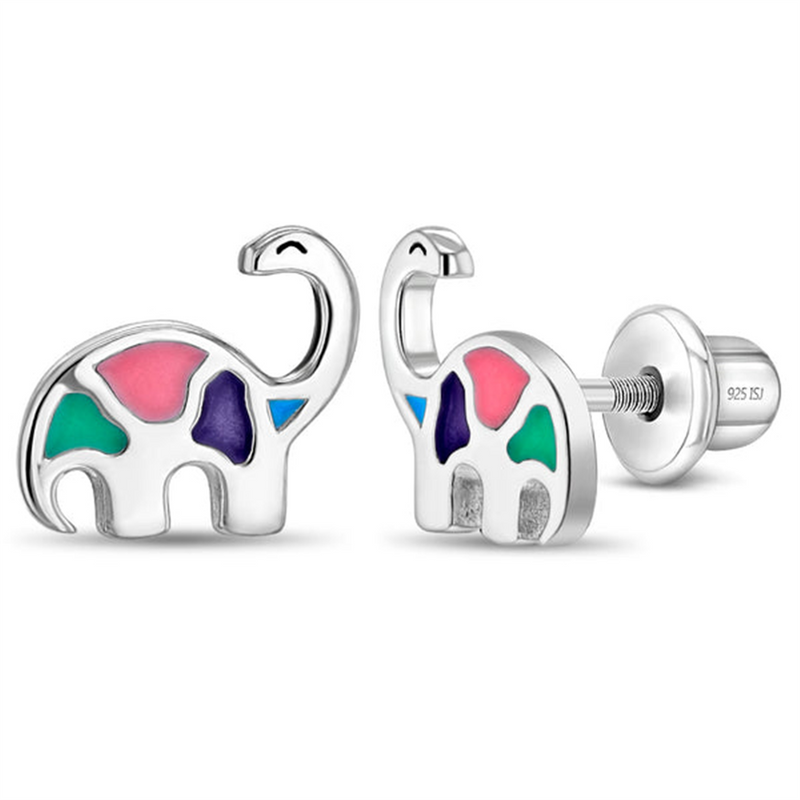 Sterling Silver My Dinosaur Friend Enamel Earrings