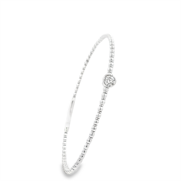 Sophisticated & Timeless Diamond Bracelets 14K Gold White & Titanium Bezel Diamond Flexible Bangle Bracelet - 0.23 CTW, Size 6.75 Inch