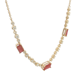 Vibrant Colored Stone Necklaces 14K Yellow Gold 1.40 Carats Ruby & 0.50 Carats Diamond Flexible Bar Necklace - 18 Inch