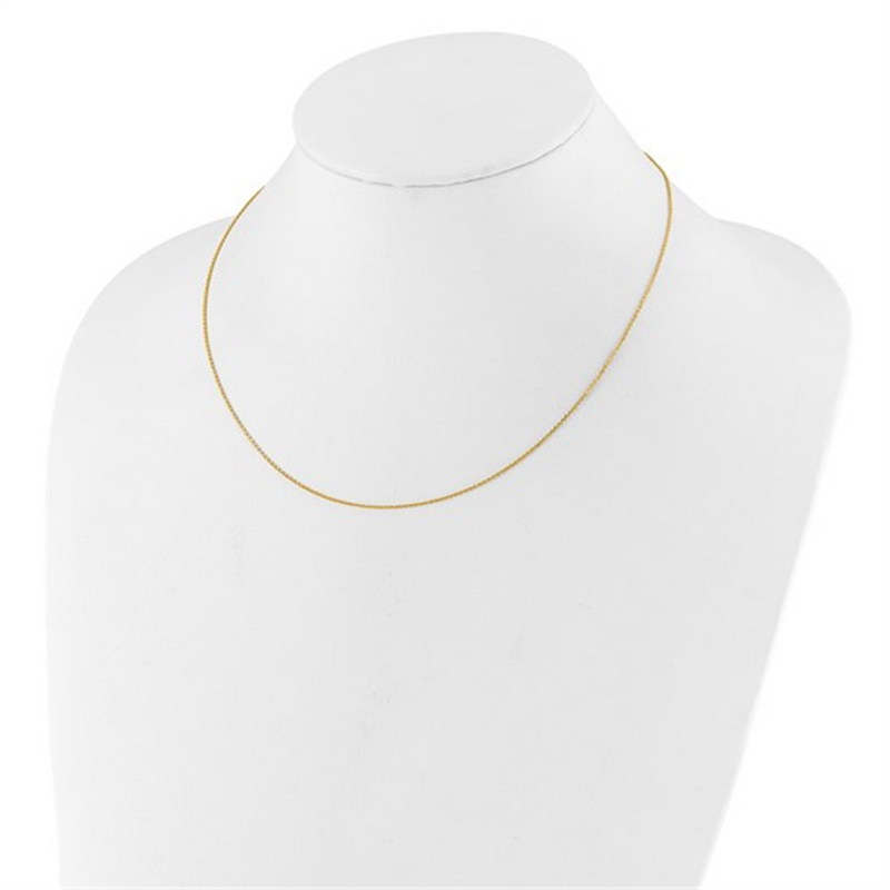 Elegant & Durable Designs 10K Gold Yellow 0.95mm Diamond Cut Round Cable Link Chain, 18 Inch Adjustable