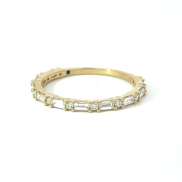 Yellow 14 Karat Gold 0.54 Carats Diamond & Baguette Diamond Anniversary Band