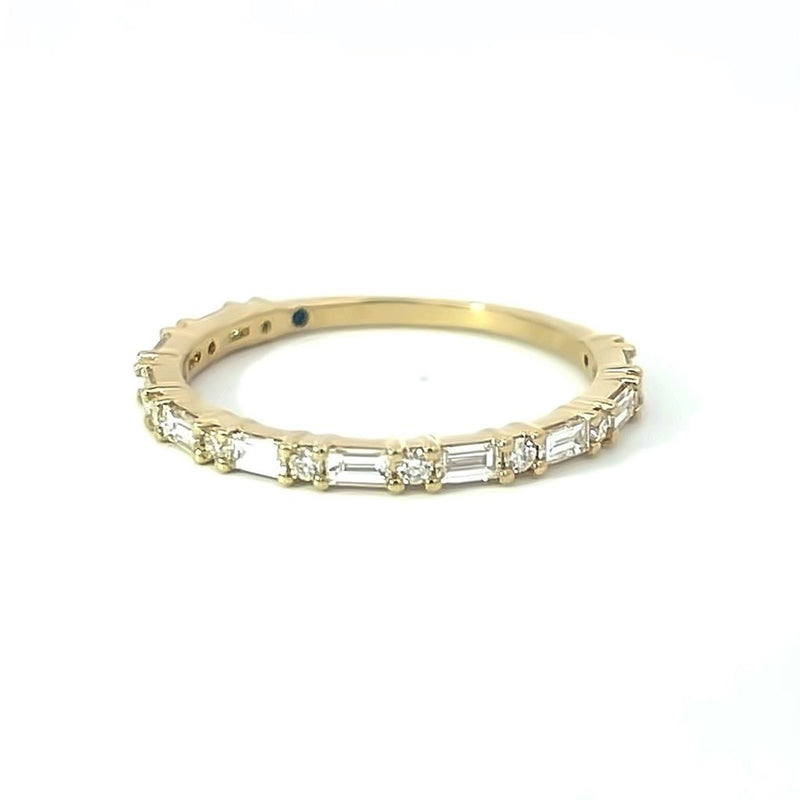 Yellow 14 Karat Gold 0.54 Carats Diamond & Baguette Diamond Anniversary Band