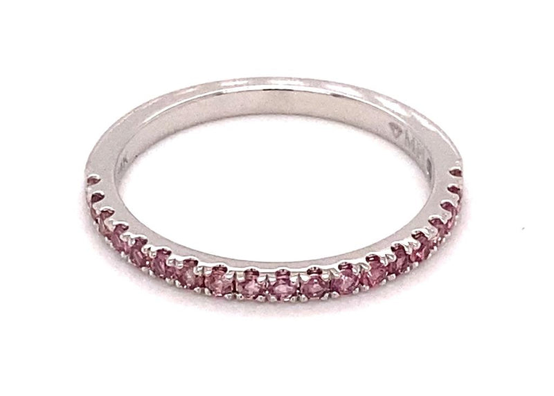 White 14 Karat Gold 0.32 Carats Pink Tourmaline Stackable Band