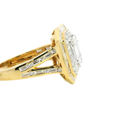 Elegant & Trendy 18K Yellow Gold 1.51 Carats Baguette & Round Diamond Dinner Ring