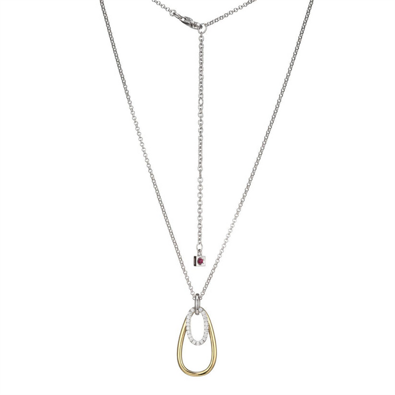 Two-Toned Silver Plate Drop Necklace