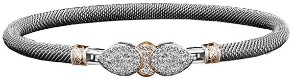 Sterling Silver  & 14K Yellow Gold 0.67 Carats Lab Grown Diamond Bangle Bracelet - 6.5 Inch