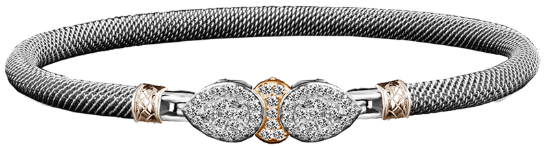 Sterling Silver  & 14K Yellow Gold 0.67 Carats Lab Grown Diamond Bangle Bracelet - 6.5 Inch