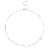 Elegant Diamond Necklaces 14K White Gold 0.30 Carats Diamond Station Necklace - 18 Inch