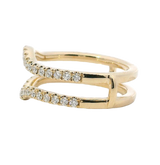 14K Yellow Gold Diamond Contoured Engagement Ring Guard, 0.55ctw