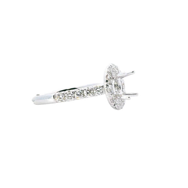 Classic Diamond Semi-Mounts18K White Gold 1.0 Carat Round Halo Diamond Engagement Ring - 0.86 CTW Setting