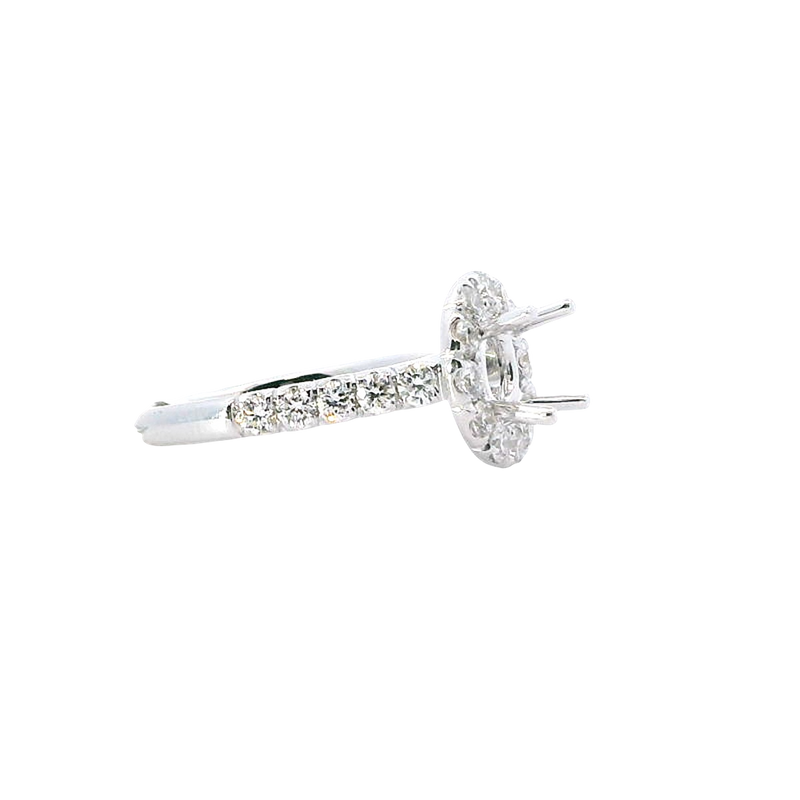Classic Diamond Semi-Mounts18K White Gold 1.0 Carat Round Halo Diamond Engagement Ring - 0.86 CTW Setting