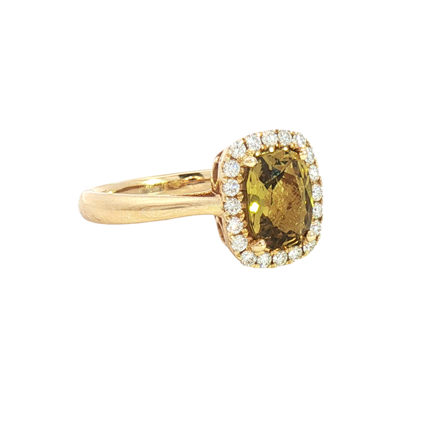 Bold & Elegant 14K Yellow Gold Rectangular Cushion Cut 1.50 Carats Yellow Sapphire & 0.22 Carats Diamond Halo Ring