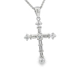 Elegant Diamond Necklaces & Pendants 18K White Gold Baguette & Round Cut 0.61 Carats Diamond Cross Pendant