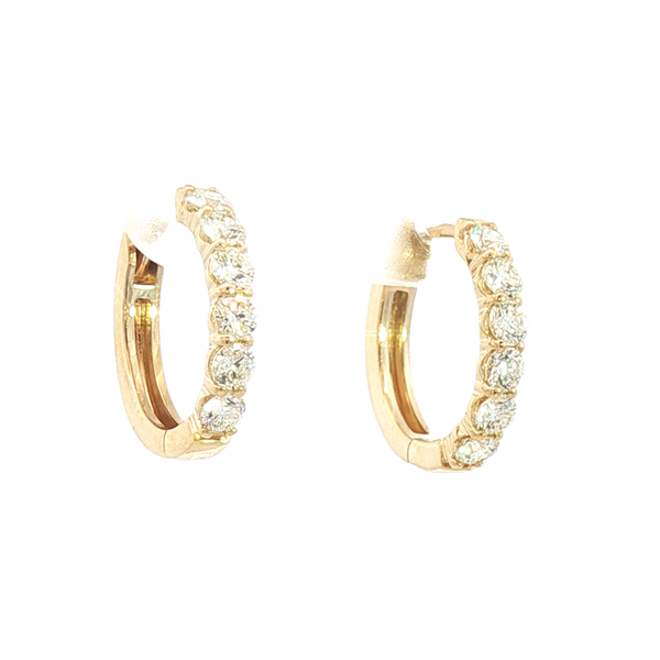 Classic & Contemporary 14K Yellow Gold 0.98 Carat Diamond Medium Hoop Earrings