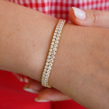 Sophisticated & Timeless Diamond Bracelets 18K Yellow Gold Diamond Tennis Bracelet - 3.06 CTW, Size 7 Inch