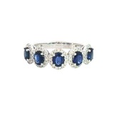 Bold & Elegant Platinum 1.43 Carats Blue Sapphires & 0.29 Carats Diamond Halo Band