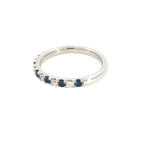 Bold & Elegant 14K White Gold 0.48 Carats Blue Sapphire & 0.24 Carats Diamond Stackable Band