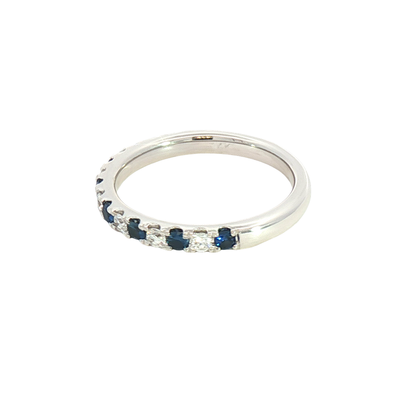 Bold & Elegant 14K White Gold 0.48 Carats Blue Sapphire & 0.24 Carats Diamond Stackable Band
