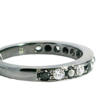 Elegant Diamond Bands 18K White Gold with Gun Metal Finish 0.63 Carats Black & White Diamond Stackable Band