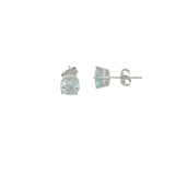 Vibrant Color Stone 14K White Gold 1.55 Carats Aquamarine Stud Earrings