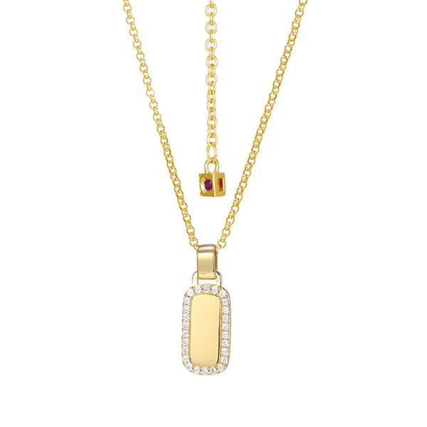 Yellow Silver Plate Drop Necklace
