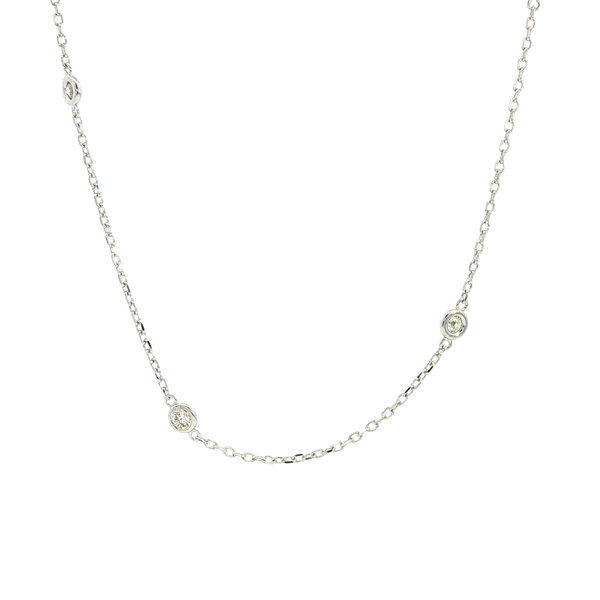 Elegant Diamond Necklaces 14K White Gold 0.56 Carats Diamond Station Necklace - 18 Inch