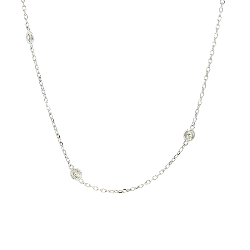 Elegant Diamond Necklaces 14K White Gold 0.56 Carats Diamond Station Necklace - 18 Inch